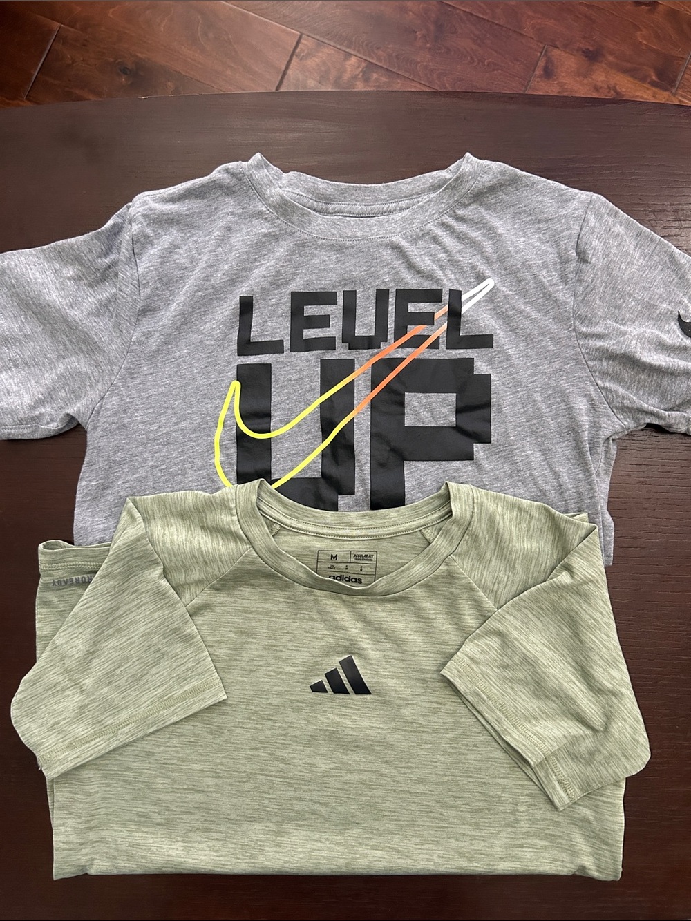 adidas & Nike Kids Heather Green Short Sleeve Logo Tee